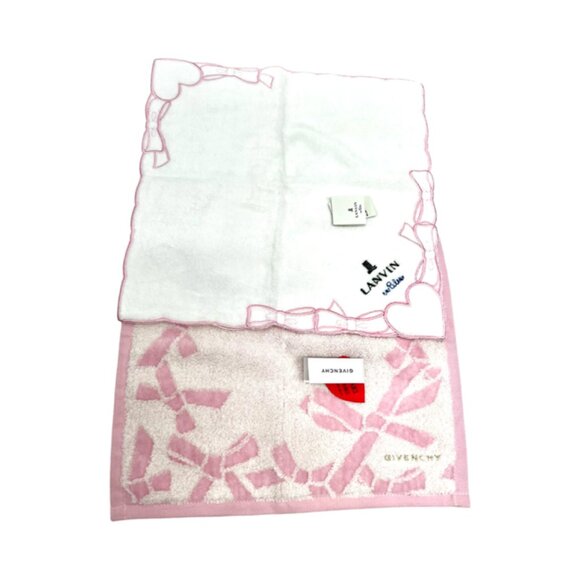 New tag 2 Towels Givenchy & Lanvin Collection 11" Pink white Heart Embroid (30) - Picture 8 of 9